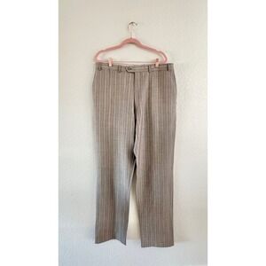 Calvin Klein Dress Pants Mens 36 Taupe Grey Pinstripe Vintage Trousers